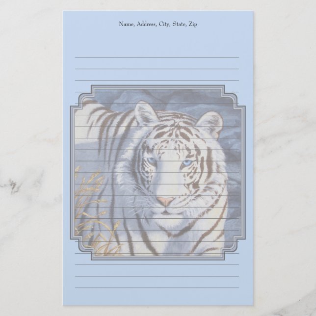 Papelería Hermoso tigre blanco con ojos azul cristal (Anverso)