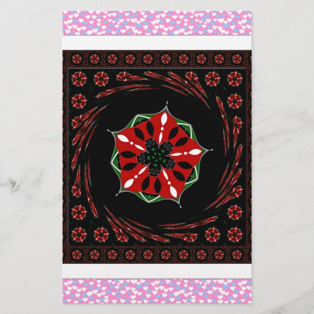 Papelería Hermosos corazones blancos rosados de diseño de am (Anverso)