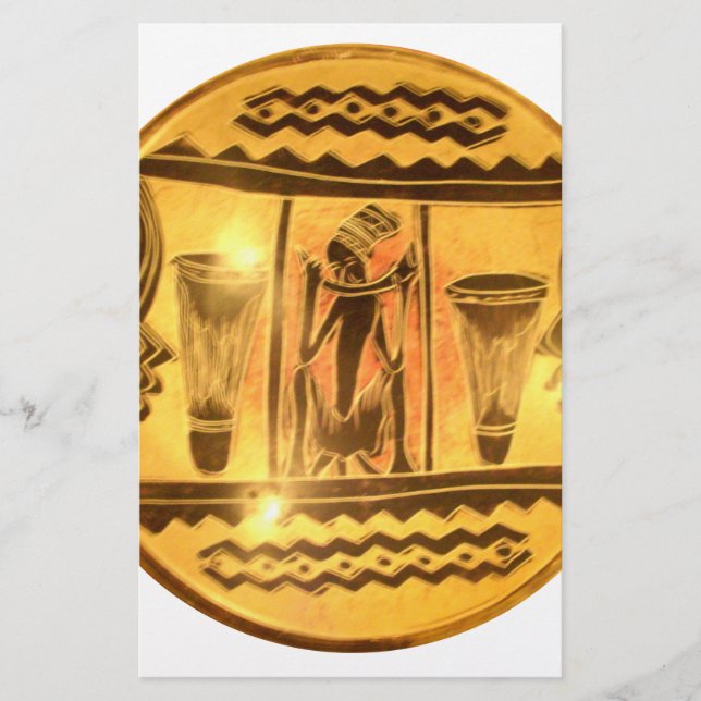 Papelería Hermosos tambores africanos rojos dorados (Anverso)