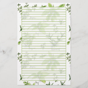Papelería Hierbas de cocina acuarela Rosemary Basil Lined
