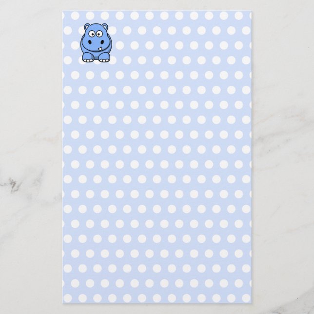 Papelería Hipopótamo Azul Adorable (Anverso)
