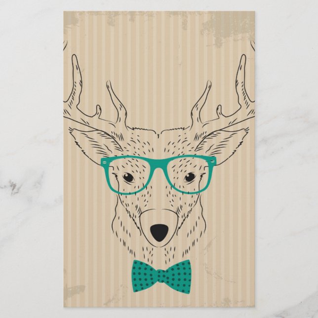 Papelería Hipster Reindeer Elk con lentes Navidades gruñidos (Anverso)