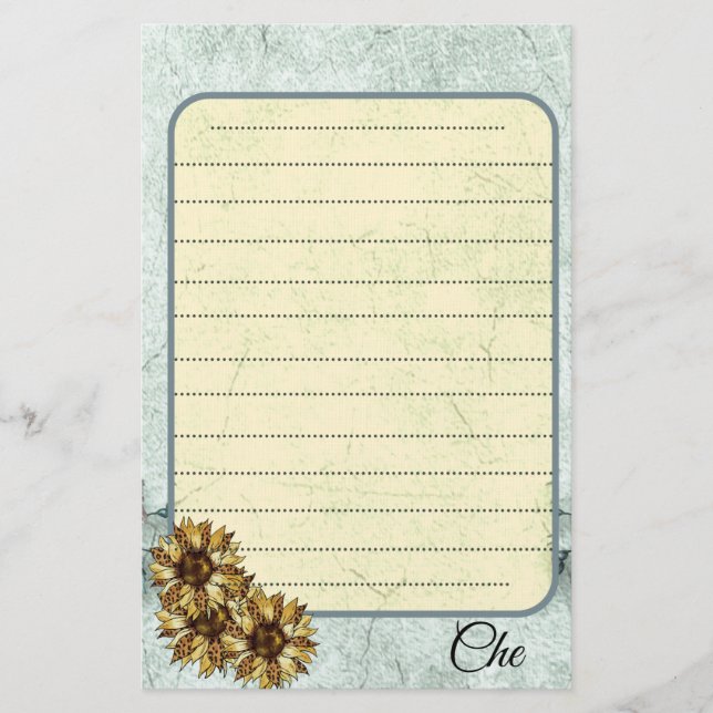 Papelería Historias de escritura personalizadas de girasol v (Anverso)