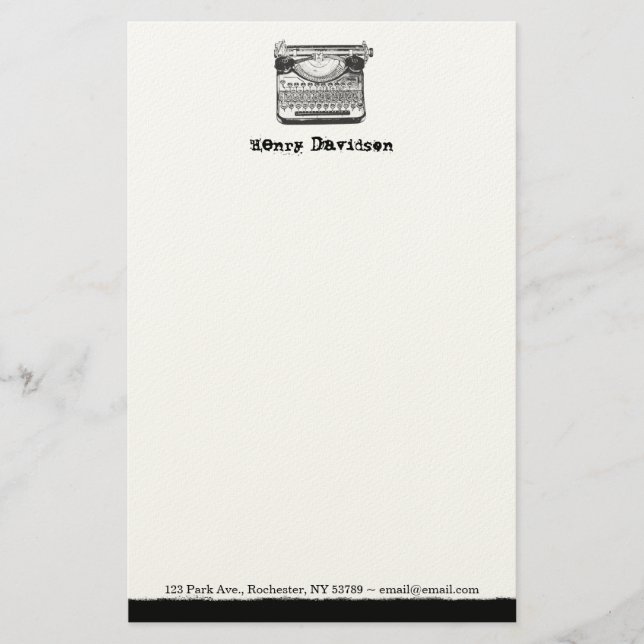 Papelería Historias personalizadas de máquina de escribir an (Anverso)