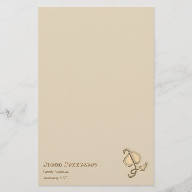 Papelería - Hoja marrón 3D con nombre (Anverso)