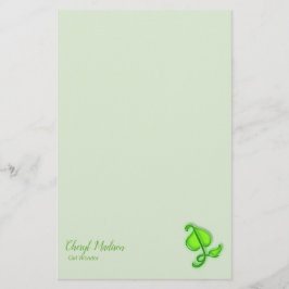 Papelería - Hoja verde 3D con nombre