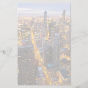 Papelería Horizonte céntrico de Chicago en la oscuridad
