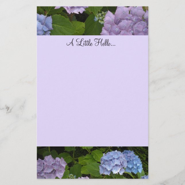 Papelería Hortensias Lilas y Azules (Anverso)
