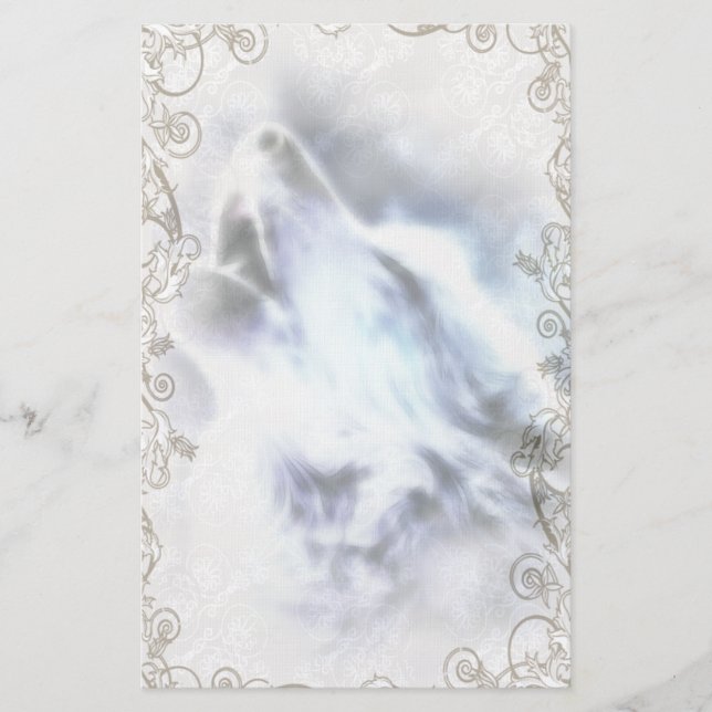 Papelería Howling Wolf Native American Stationery (Anverso)