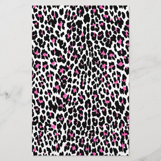 Papelería huella de leopardo rosa (Anverso)