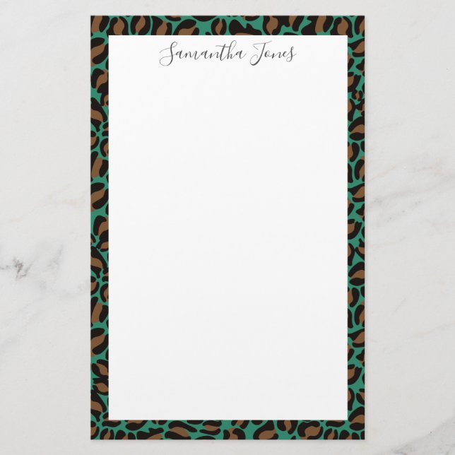 Papelería Huella de leopardo rosa amarillo | Personalizado (Anverso)