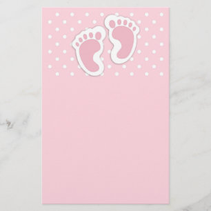 Papelería Huellas de niñas pequeñas de color rosa