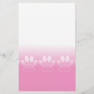 Papelería Huellas de patas rosadas y blancas con fondo de pa