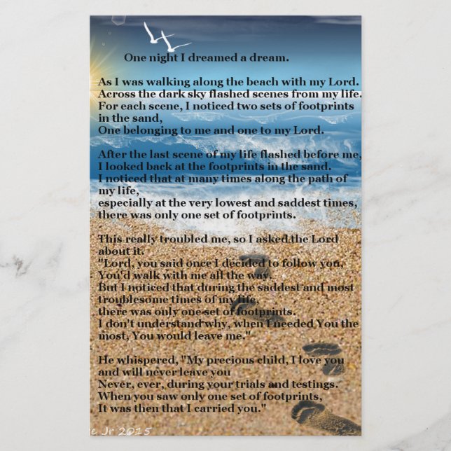 Papelería Huellas en la arena (Anverso)