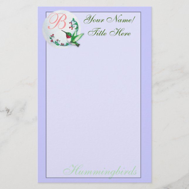 Papelería Hummingbird Stationery (Anverso)