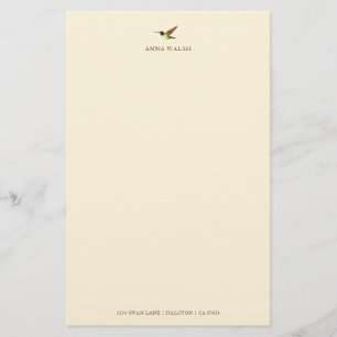 Papelería Hummingbird Stationery de Ecru personalizada