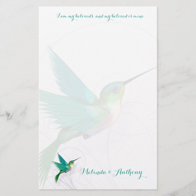 Papelería Hummingbird Swirl Stationery (Anverso)