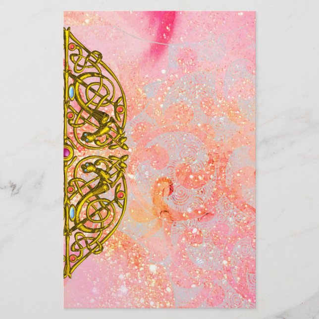 Papelería HYPER VALENTINA / CÁRCELES rosa CELÁTICOS DE ORO (Anverso)