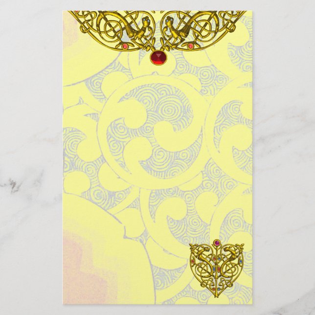 Papelería HYPER VALENTINE Gold Celtic Knots Yellow Swirls (Anverso)