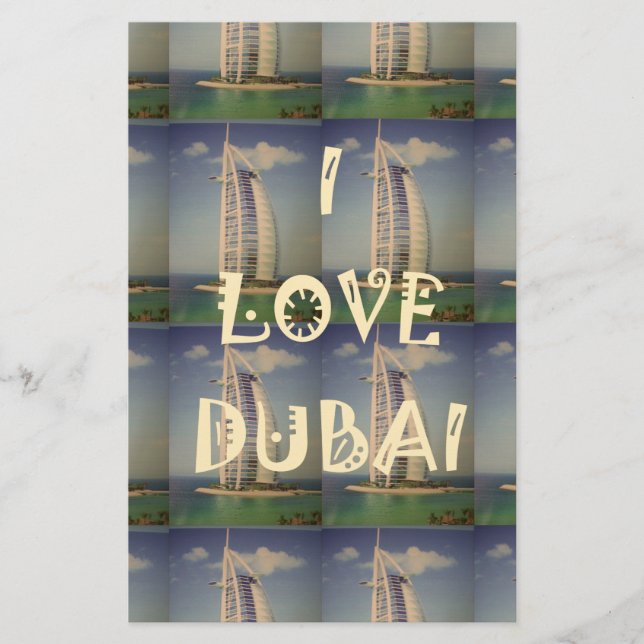 Papelería Icónica Dubai: "Amo Dubai" Diseño gráfico vectoria (Anverso)