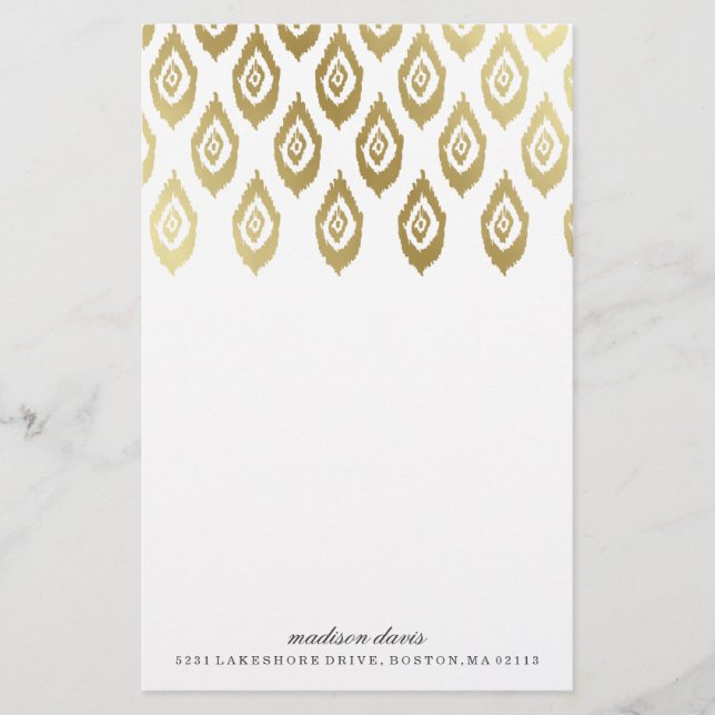 Papelería Ikat de oro | Stationery personalizada (Anverso)