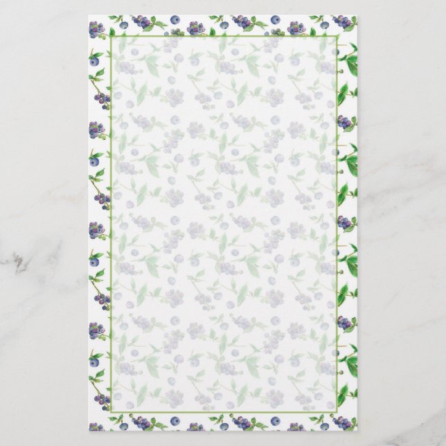 Papelería Ilustracion acuático de arándano azul (Anverso)