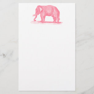 Papelería Ilustracion de elefantes rosados de la década de 