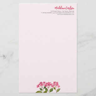 Papelería Ilustración de Hortensias Lacecaps Rosa Acuarela