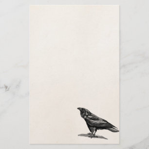 Papelería Ilustracion del pájaro del mirlo de cuervo del
