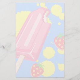 Papelería Ilustracion Fun Popsicle Rosa y Strawberries