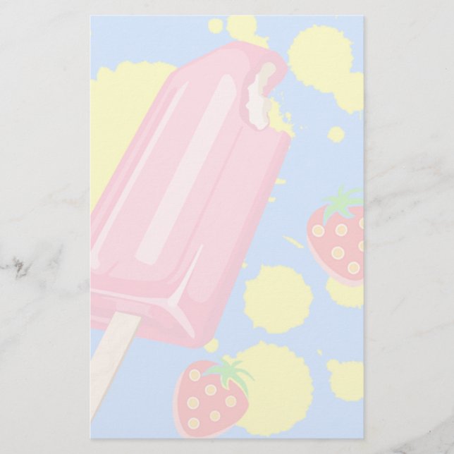 Papelería Ilustracion Fun Popsicle Rosa y Strawberries (Anverso)