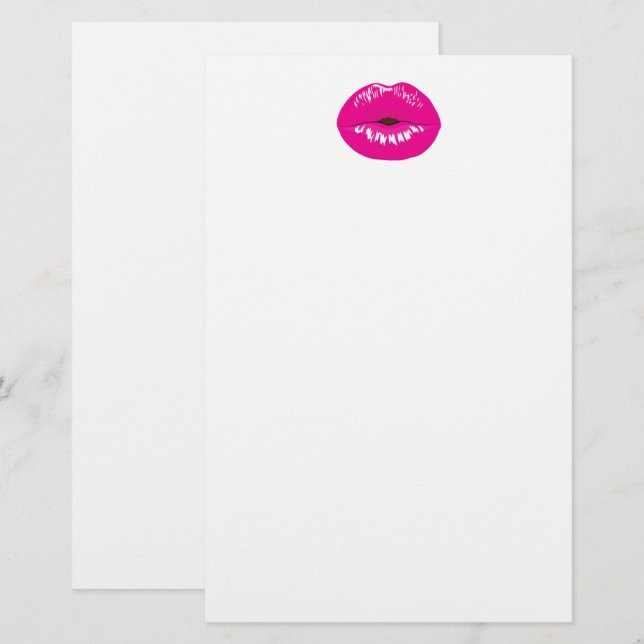 Papelería Ilustracion glamoroso de los labios rosados calien (Anverso / Reverso)