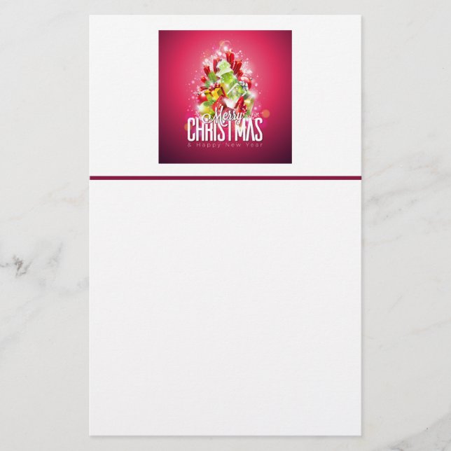 Papelería Ilustracion gráfico de Navidades rojos modernos (Anverso)