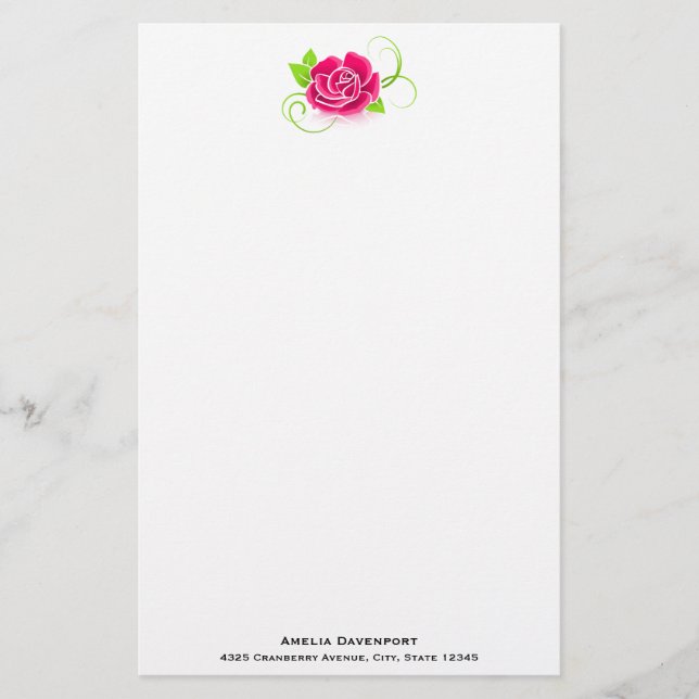 Papelería Ilustracion Rosa Rosado (Anverso)