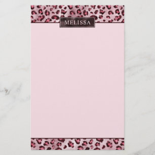Papelería Impresión de Animal de Leopardo Rosa con Hojalata