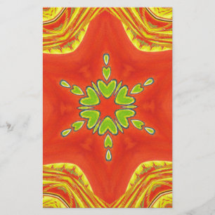 Papelería Impresión de arte de Mandala verde de oro rojo