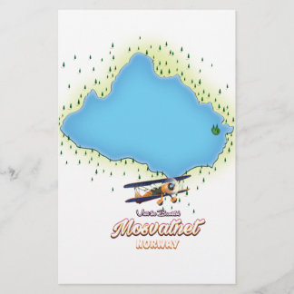 Papelería Impresión de arte de mapa del lago Mosvatnet Norue