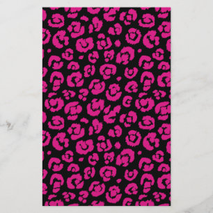 Papelería Impresión de leopardo negro rosa caliente