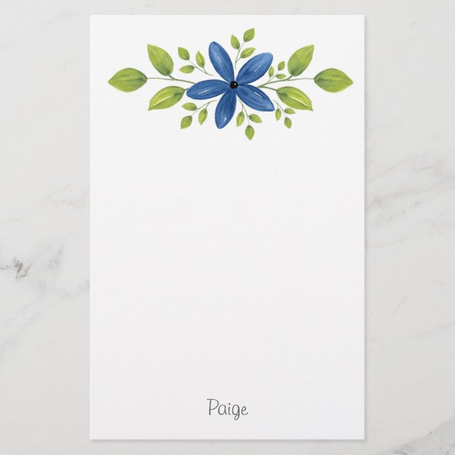 Papelería Indigo Watercolor Floral Swag 2 (Anverso)