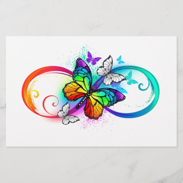 Papelería Infinidad brillante con la mariposa arcoiris (Anverso)
