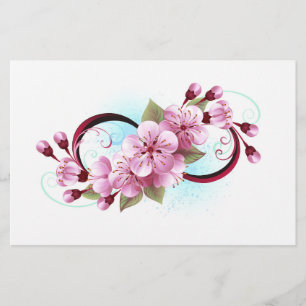 Papelería Infinito con las flores de flores de Sakura Blosso