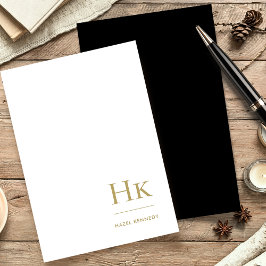 Papelería Inicial | Clásico de oro negro elegante personaliz