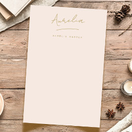 Papelería Inicial | Rubor Pink Gold Simple Personalizado