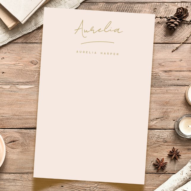 Papelería Inicial | Rubor Pink Gold Simple Personalizado (Subido por el creador)