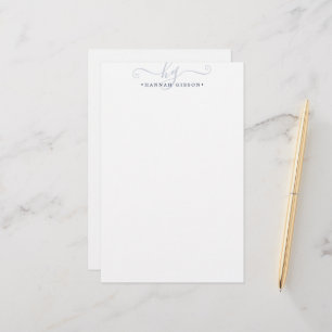 Papelería Iniciales de escritura azul de la Marina moderna M