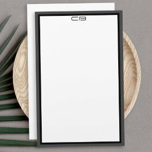 Papelería Iniciales de Monograma Personalizadas Borde Gris N