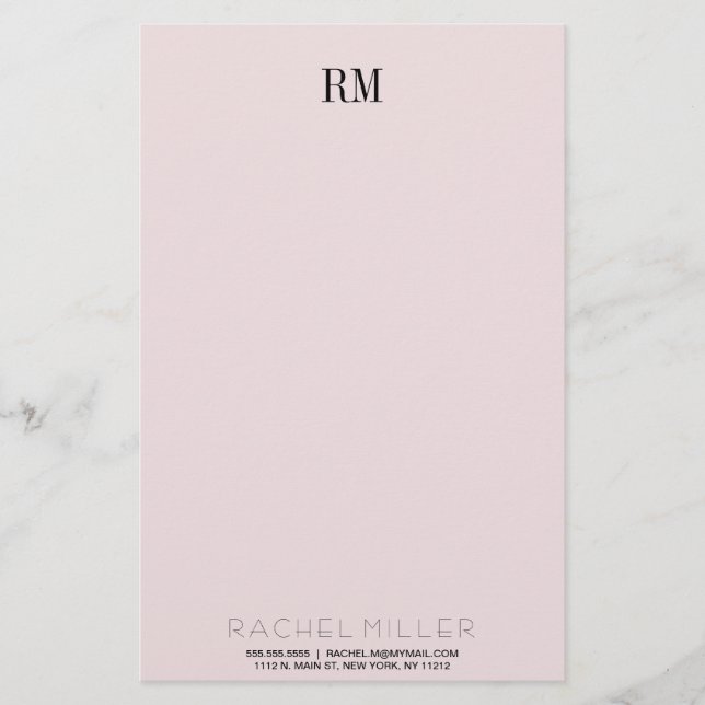 Papelería Iniciales de monograma simple y estatizado de nomb (Anverso)