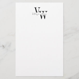 Papelería Iniciales simples y elegantes en negro y blanco