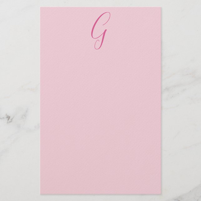 Papelería Initial Letter Monogram Light Pink Plain Chic (Anverso)