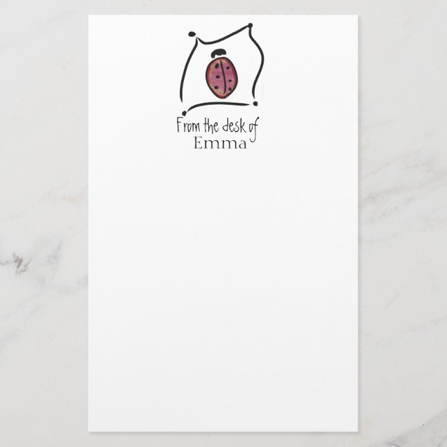 Papelería Inmóvil de la mariquita de los niños personalizado (Anverso)